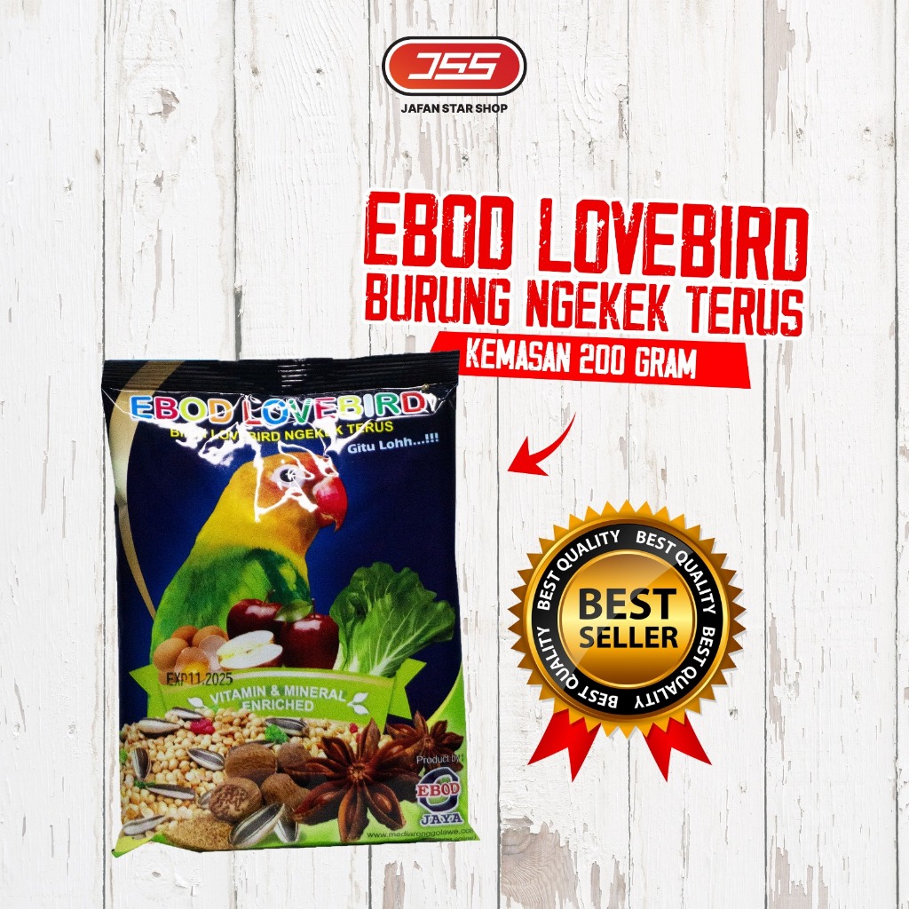 Ebod Lovebird Vitamin & Mineral Pakan Burung Lovebird Harian Kemasan Plastik