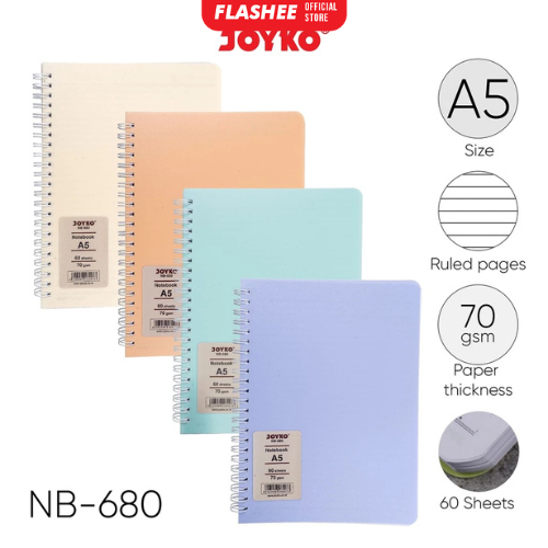 

Flashee Notebook Diary Agenda Warna Pastel Aesthetic Bergaris A5 Merk Joyko NB-680 60 Lembar