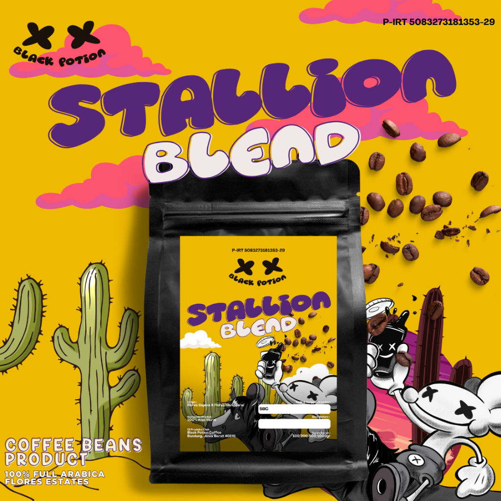 

ES Kopi susu Stallion Blend 100% ARABICA Coffee beans Stallion By Blackpotion Biji Kopi