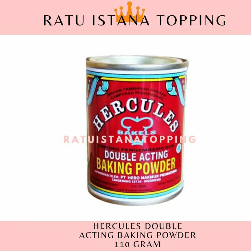 

HERCULES DOUBLE ACTING BAKING POWDER 110 GRAM BAHAN TAMBAHAN PANGAN TEPUNG PENGEMBANG KUE