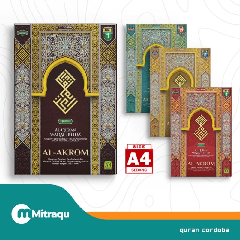 Cordoba - Al Quran Akrom Waqaf Ibtida Ukuran A4 Per Juz