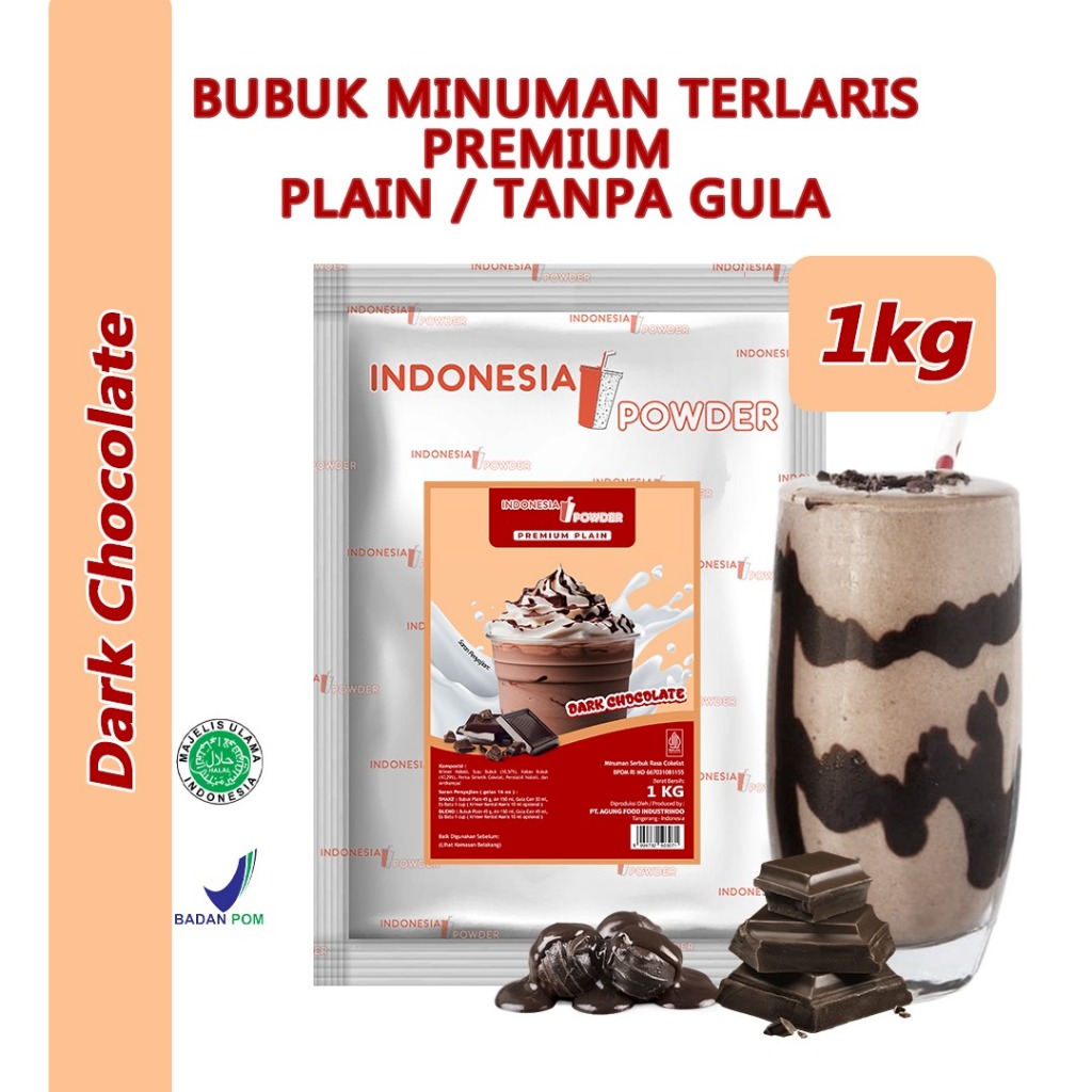 

NUSANTARA Bubuk Minuman Premium Plain Tanpa Gula Horeca Rasa Dark Choco / Dark Coklat 1 Kg Omura Powder