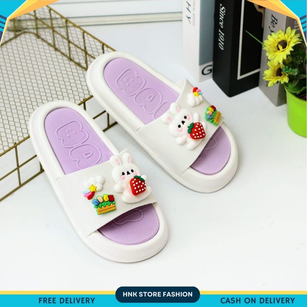 HNK STORE - SANDAL ANAK CEWEK SLOP KARAKTER BAHAN JELLY LENTUR WA 04