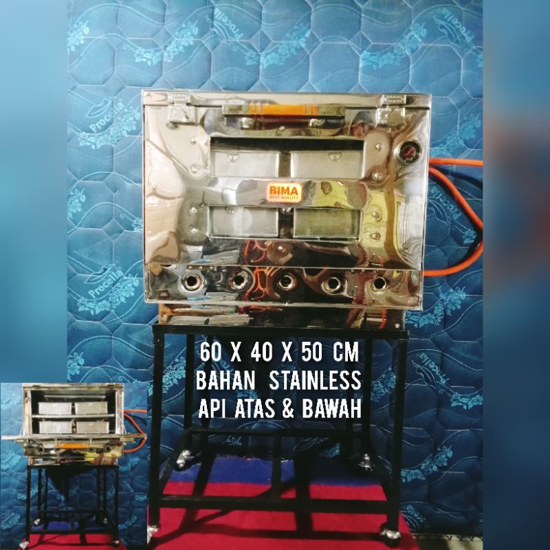 OVEN GAS BIMA BEST QUALITY GAGANG EXOTIS KUNCI GANDA KIRI KANAN, API ATAS BAWAH, BAHAN STAINLESS SIZ