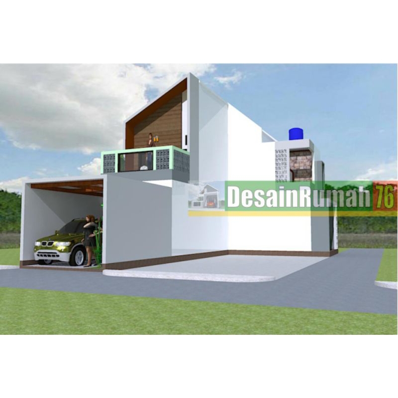 Desain rumah minimalis 4x17, 3 kamar, Rumah 2 lantai lebar 4 meter, Rumah unik di lahan bentuk L, ja
