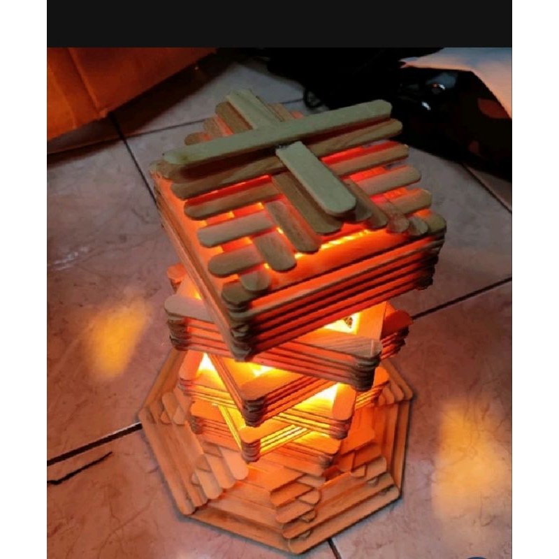 prakarya dari stik es krim/ lampu hias/lampu tidur dari stik es krim