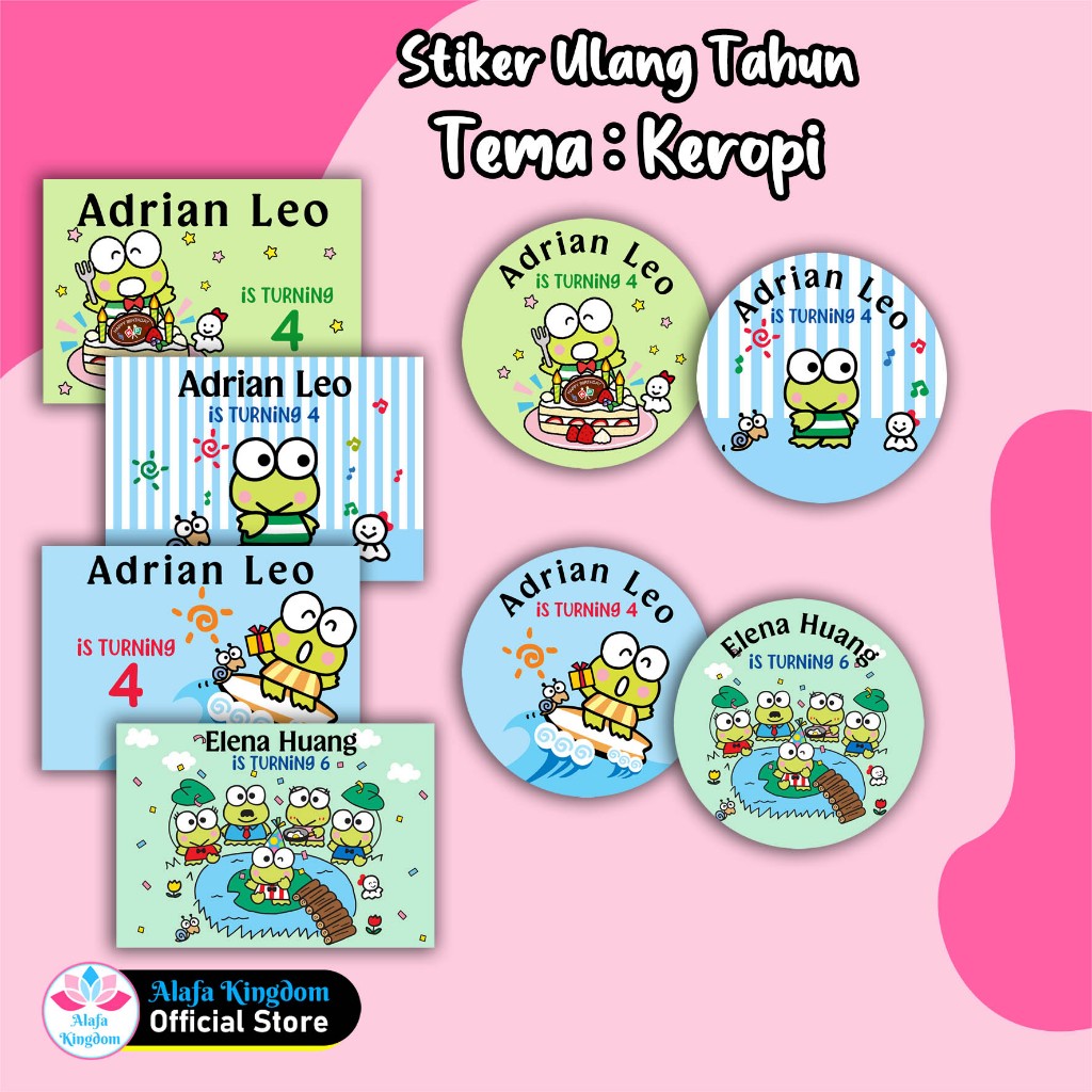 

alafakingdom Stiker Ulang Tahun Custom Tema Keropi