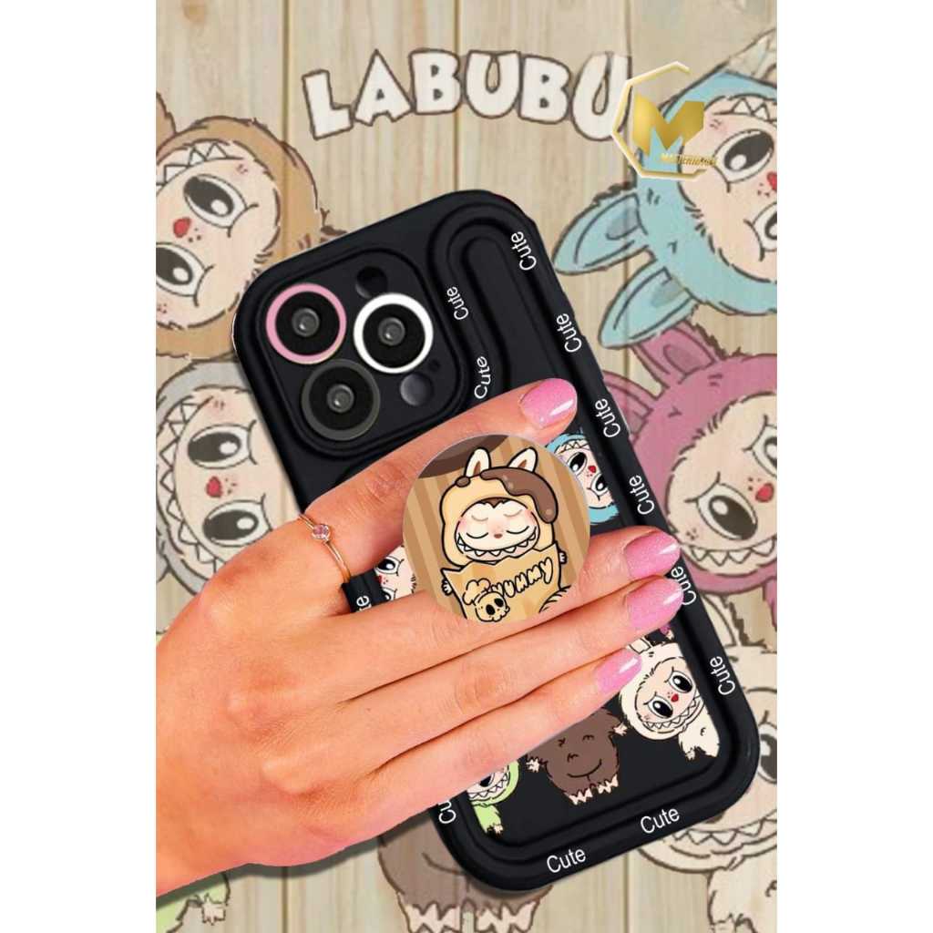 SSP007 Paket Hemat Popsocket + Labubu Double Side Case Cute Silikon Softcase Casing Hp Compatible Fo