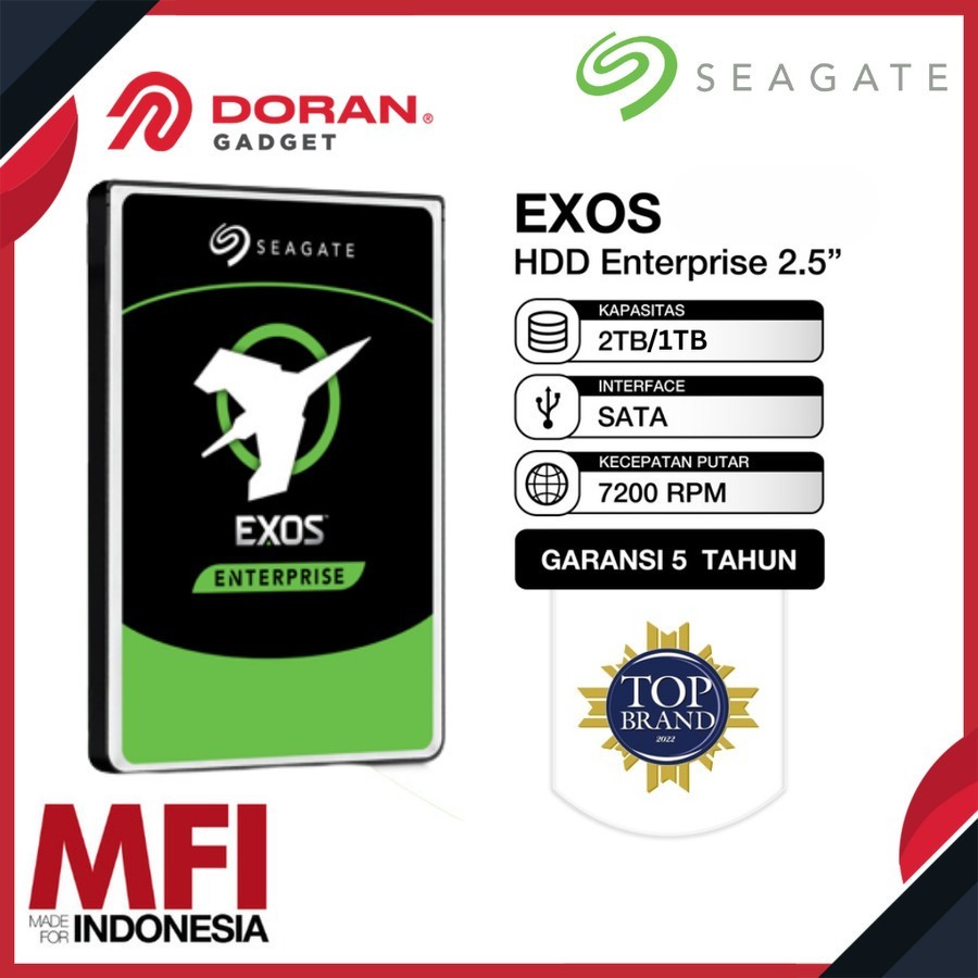 Seagate EXOS HDD / Hardisk Enterprise SATA 2.5" 7200RPM 1TB 2TB - Garansi Resmi 5 Tahun