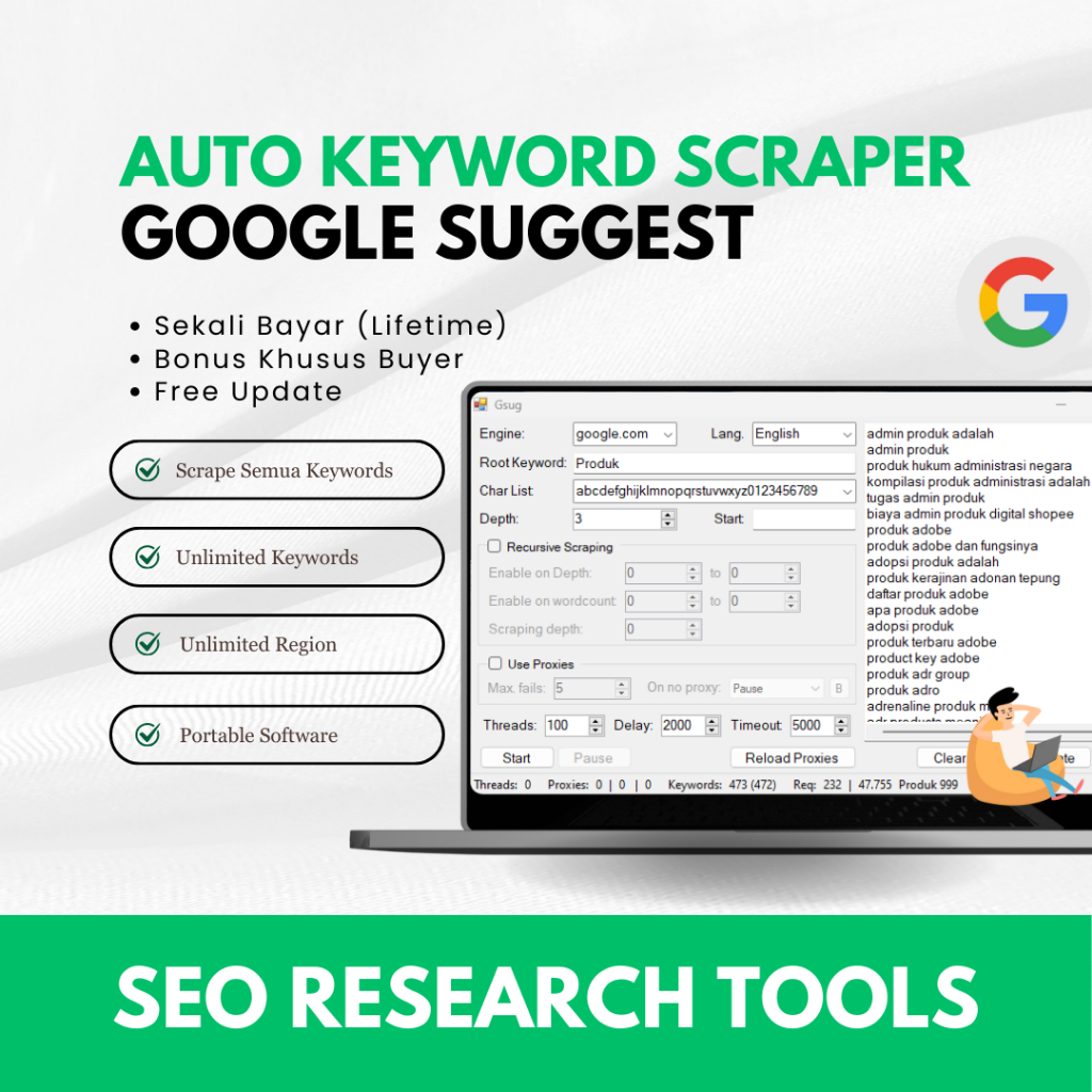 Auto Keyword Scrapper, Keyword Finder untuk SEO dan Copywriter