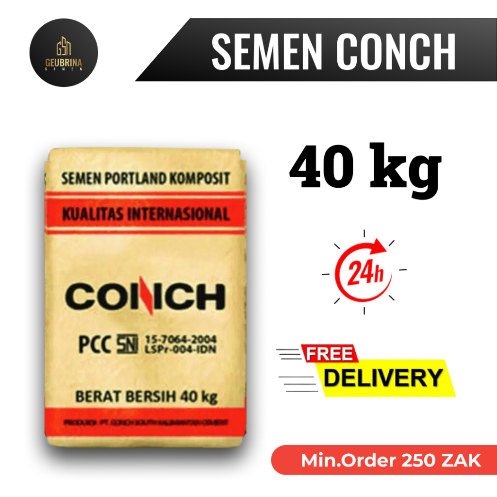 Semen Conch PCC 40 Kg - 250 ZAK | Gratis Pengiriman JABODETABEK
