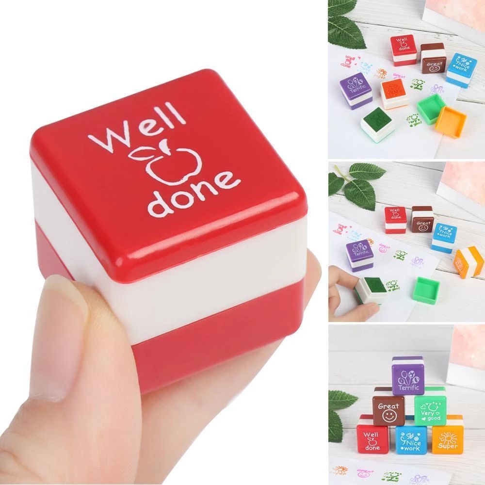 

6 PCS stamp reward stempel mainan nilai guru anak cap/ Encouraget Stamp Stationery Scrapbooking/ Stempel Nilai Reward