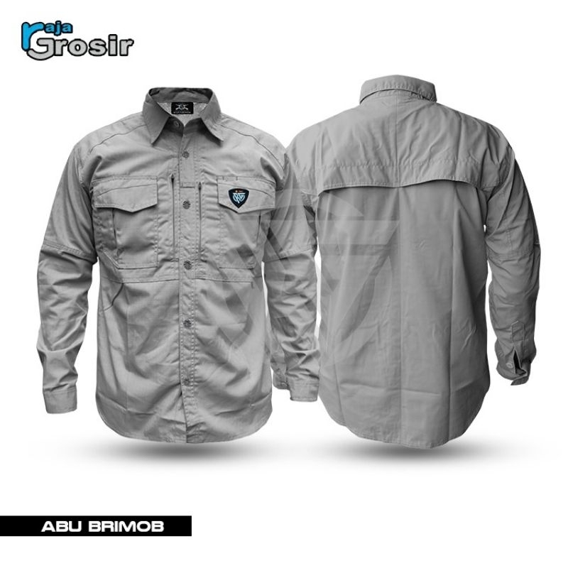 kemeja tactical m-tac tangan panjang abu brimob