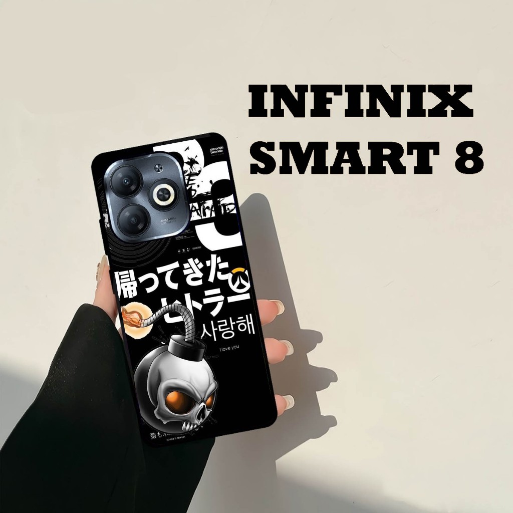 Case Glossy , Case INFINIX SMART 8   , Motif Wallpaper Band Keren- Silikon - Case Glossy - Casing - 