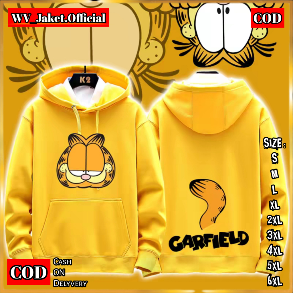 WareVisible Jacket Hoodie Pullover GARFIELD  Oversize Korean Style Unisex Jacket Fleece