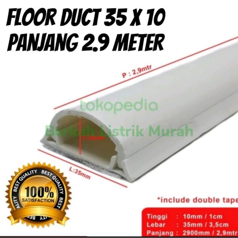 Floor Duct 35x10 Panjang 2.9 Meter/Duct Floor 10x35/Kabel Duct Lantai/Duct Oval Pelindung kabel Pemb