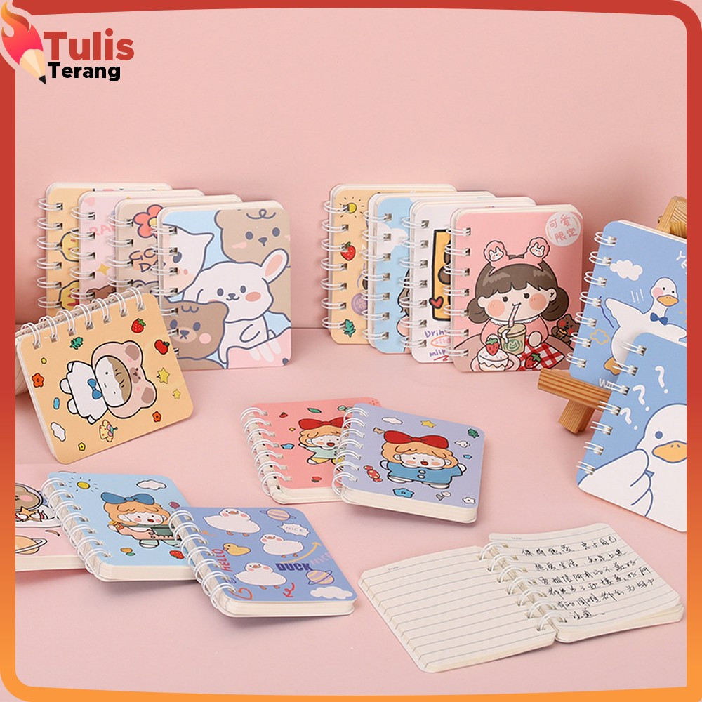 

Buku Mini Alat Tulis Portable / Buku Catatan Kartun Memo Kecil A7 80 Lembar / Buku Kecil Notebook Ring Motif Notepad Tulis Terang A58