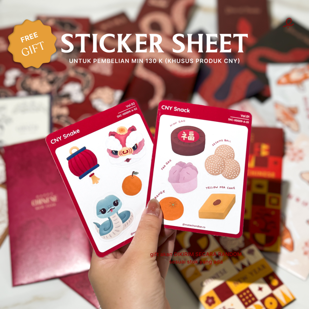 

[FREE GIFT] Sticker sheet Chinese New Year 2025 of Snake | Kiss cut | Bontax | Laminasi Glossy | 8,5 x 11 cm