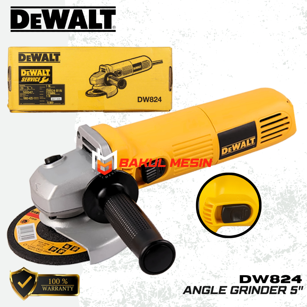 DEWALT DW824 Angle Grinder 5" Gerinda Tangan 5 inch DW 824