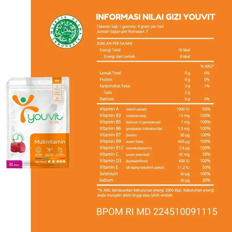 YOUVIT MULTIVITAMIN DEWASA 30`