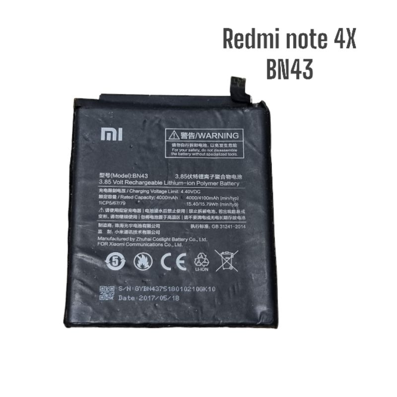 Promo  Batre Baterai Xiaomi Redmi Note 4X Snapdragon tipe BN43 cabutan normal tested mulus no minus 