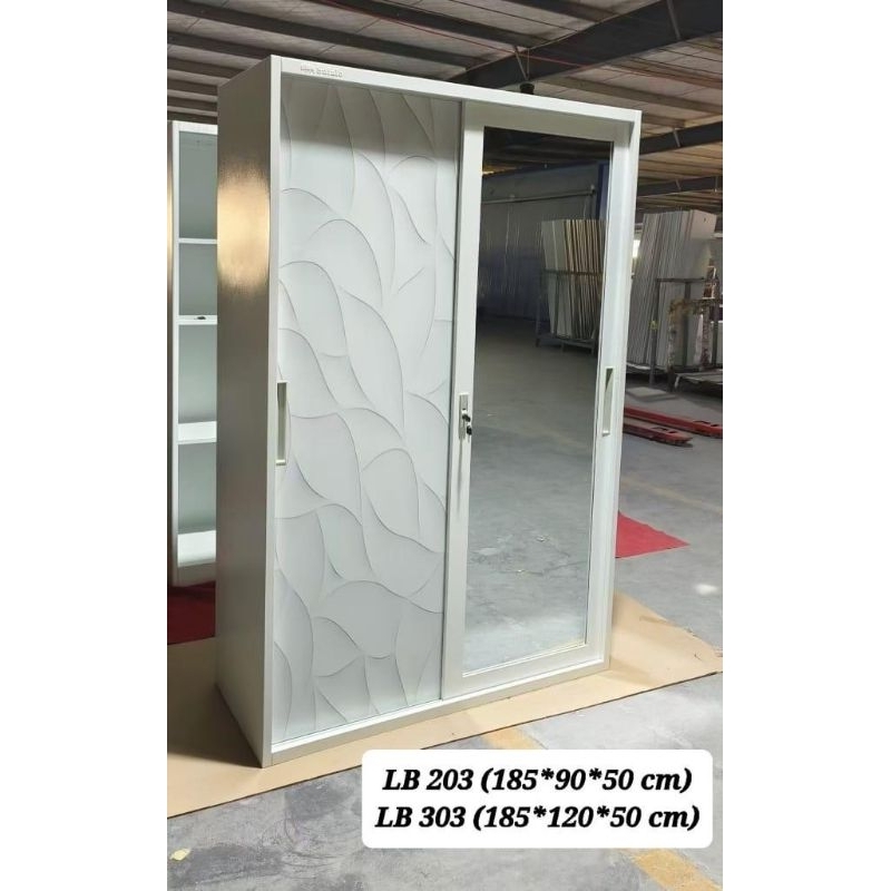 LEMARI BESI 2 PINTU SLIDING/LEMARI BAJU BESI SLIDING/ALMARI BESI/ALMARI PAKAIAN SLIDING