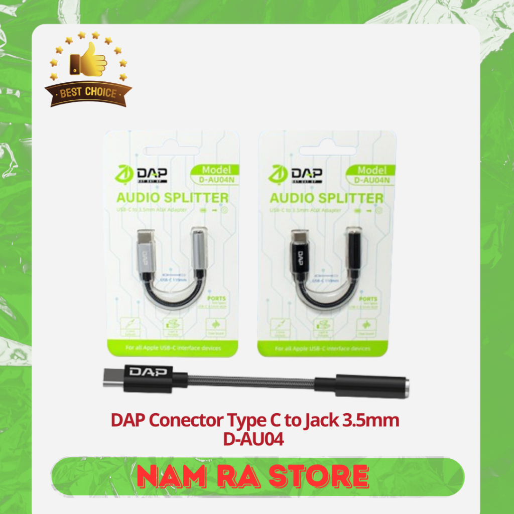 Conector Type C to Jack 3.5mm/Splitter Audio Type C to Female Jack 3.5mm Support Listen DAP D-AU04