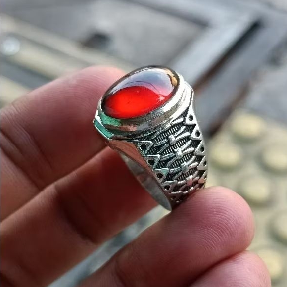cincin Batu Red Garnet hisonite black mamba ORIGINAL high quality
