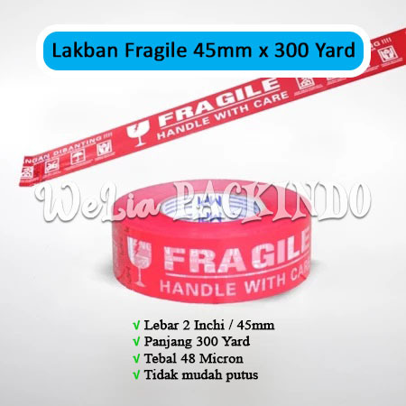 

Lakban Fragile Merah 2 Inchi 45mm x 300 Yard MPI / Isolasi Selotip Bening 45mm 300Y