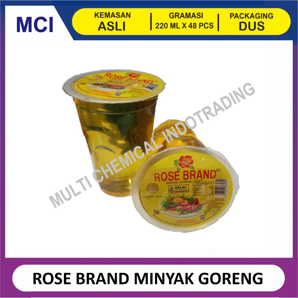 MINYAK GORENG ROSE BRAND 220 ML - 1 DUS 48 PCS / ROSE BRAND MINYAK KEMASAN CUP