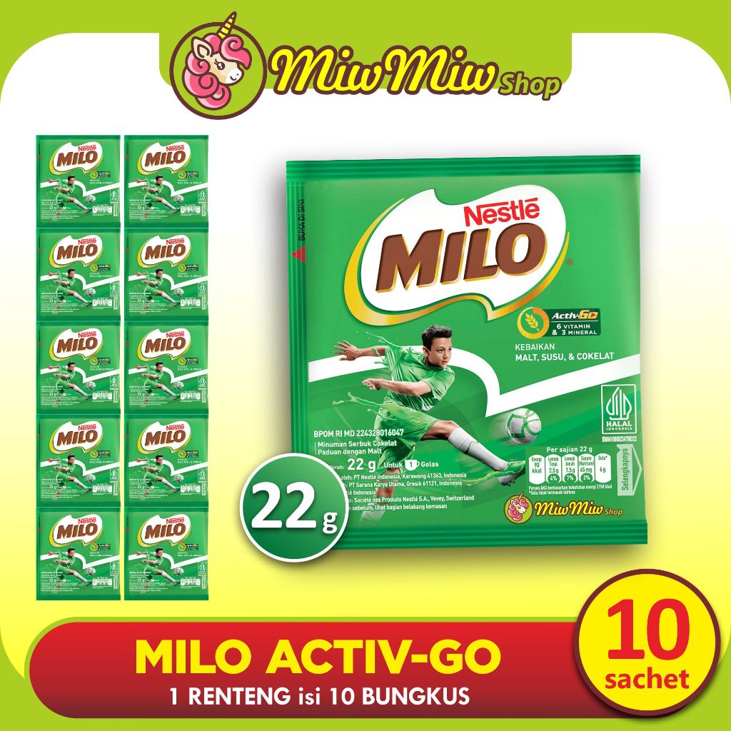 

Nestle MILO Activ-Go Minuman Serbuk Instan Susu Cokelat dengan Malt (Sachet 22 g)