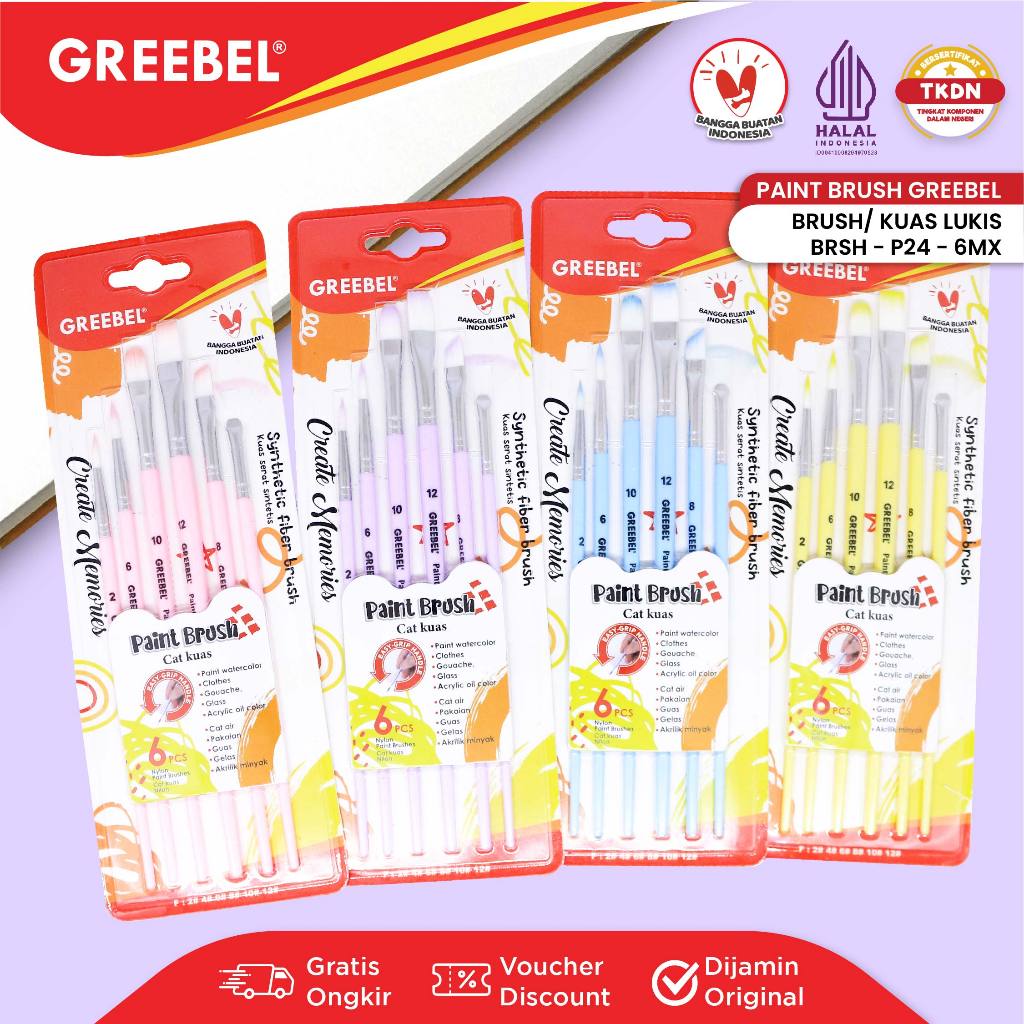 

GREEBEL Kuas Lukis Brush Paint Set / BRSH-P24-6MX