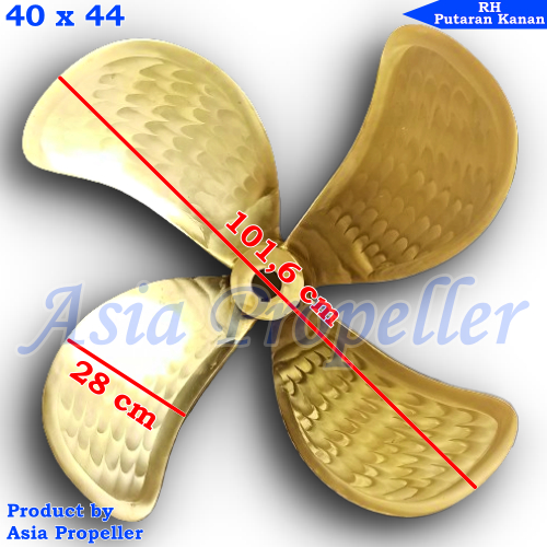 Propeller baling baling kapal Kuningan ukuran 40 x 44 RH 4 Daun Pisang - Asia Propeller