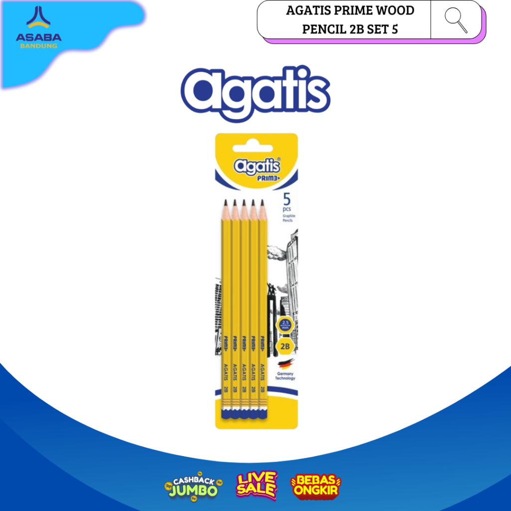 

Asaba Bandung - AGATIS PRIME WOOD HEXAGONAL GRAPHITE PENCIL 2B COLOR Isi 5 PIECES