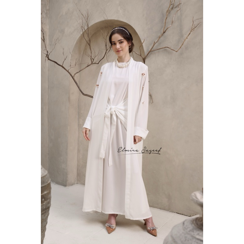 KALEENA ABAYA SET WHITE (ABAYA OUTER)
