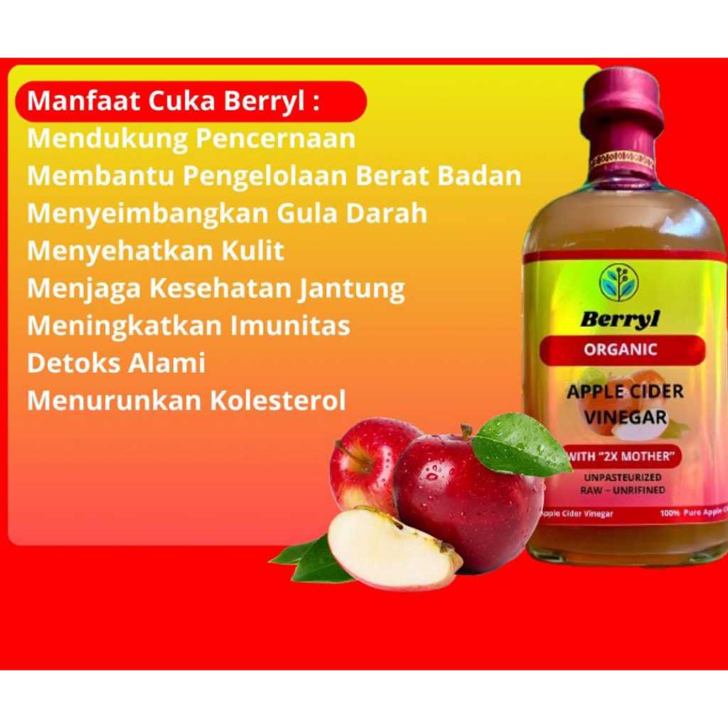 

BERRYL ORGANIC CUKA APEL PREMIUM DENGAN 2X MOTHER LEBIH BANYAK YANG TERBUAT DARI 6 JENIS BUAH APEL
