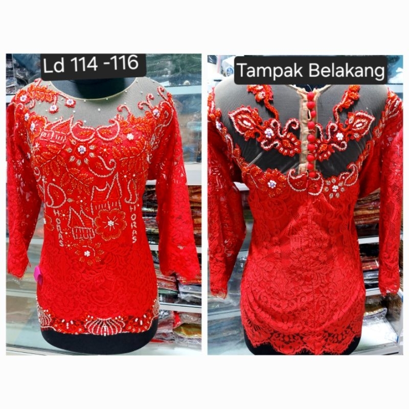 Kebaya jadi payet depam belakang nuansa merah bata