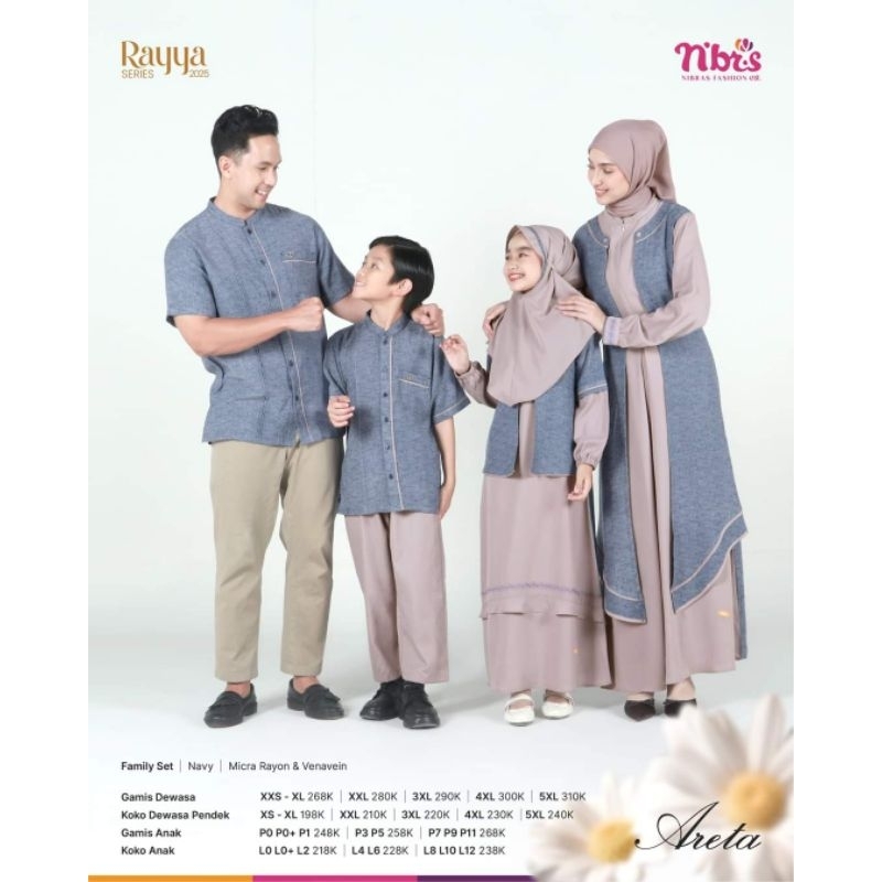 NIBRAS SARIMBIT ARETA NAVY RAYYA SERIES 2025 FAMILY SET LEBARAN PREMIUM NIBRAS-PROMO ORI