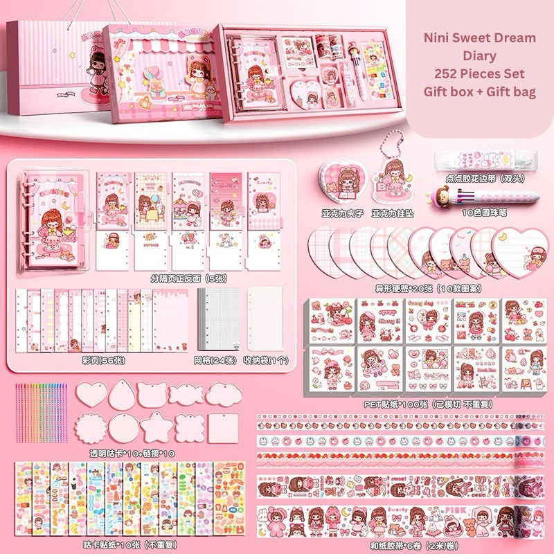 

SM HOME- GIFT SET DIARY BOOKS STIKER BULPEN DLL PREMIUM FREE PAPER BAG