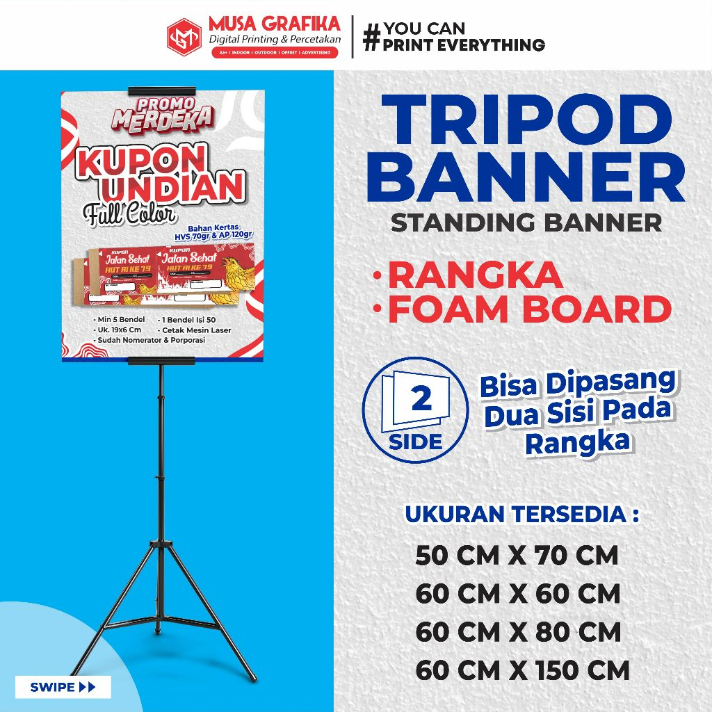Promo Cetak Tripod Banner Stand Banner Display Banner Foam Board Impraboard