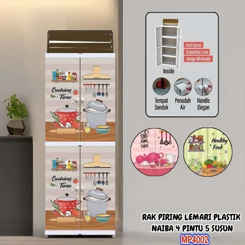 RAK PIRING LEMARI PLASTIK NAIBA 4 PINTU 5 SUSUN