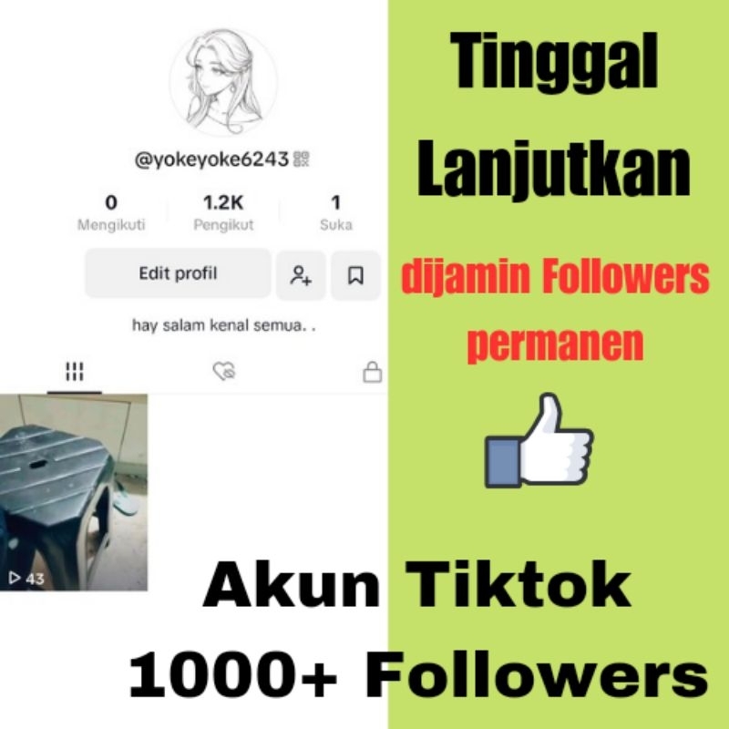 AKUN TIKTOK PERMANEN MURAH 1000+ FOLLOWERS