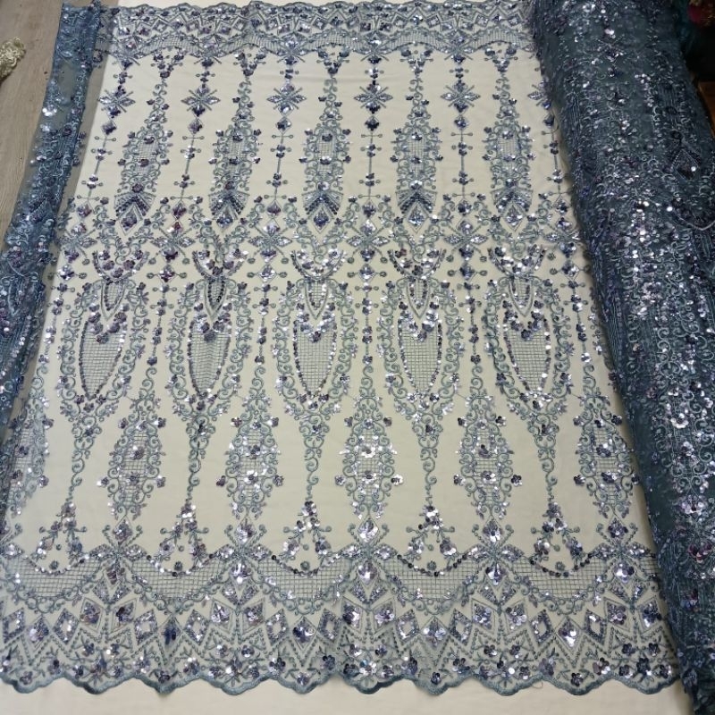 Bahan Kain Tille Kebaya Full payet Sequins/kain tulle payet Soroschi/bakal kebaya.