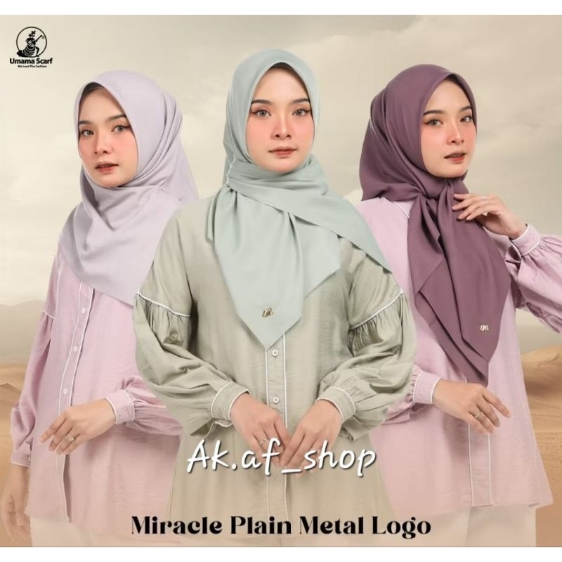 Umama Voal Miracle plain polos plat logo (Laser Cut)hijab segi empat {Ready Makassar}