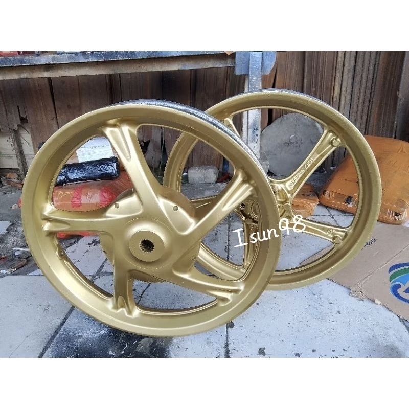VELG PELEK DEPAN BELAKANG GOLD YAMAHA MIO M3 MIO Z MIO S FINO FI SOUL GT XRIDE NEW 125 GOLD COPOTAN 