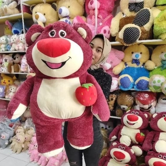 Boneka Lotso Jumbo Strawberry Kwalitas Import Miniso Toy Story Series Lotso Kwalitas Premium