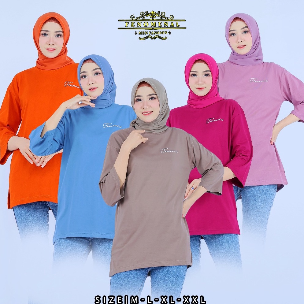 KODE J57T Fenomenal Basic Atasan Baju Kaos Oversized Wanita Muslim Top Basic Polos Premium Terbaru K