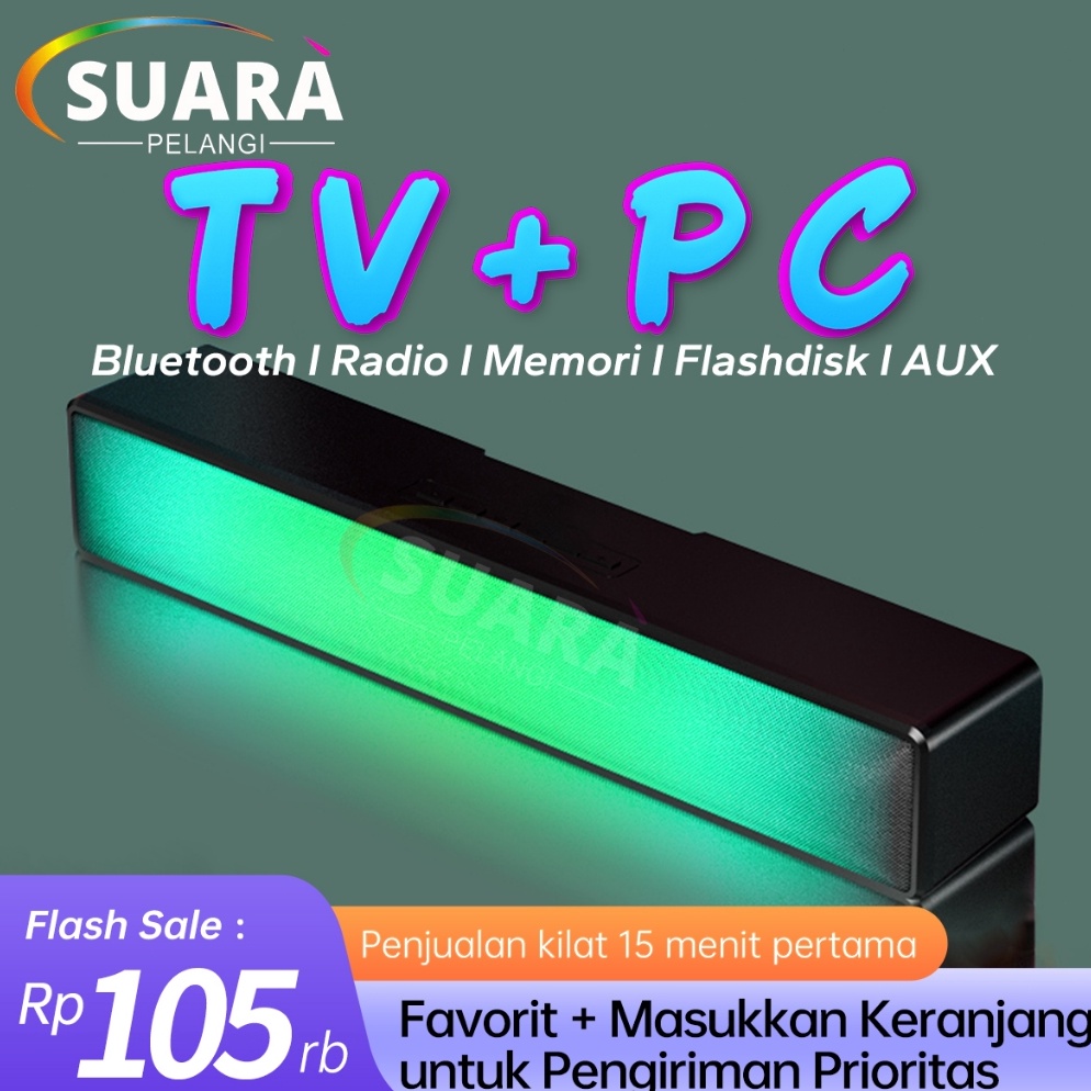 Tidak Diragukan TVPC BASSSpeaker Bluetooth Soundbar TV Super Bass RGB Robot 2 Speakers JBL Original 