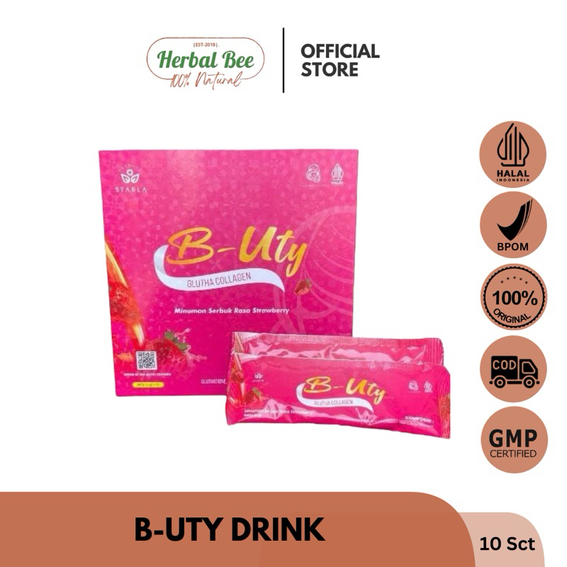 B-Uty Glutha Collagen 1 Box (10 Sachet) Minuman Kesehatan Kulit Diet dan Detoks Rasa Strawberry