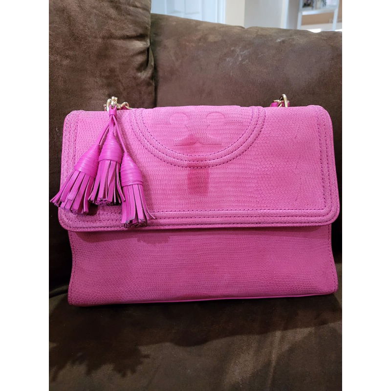 Tas Bahu TB Flaming Fushia Croco Preloved